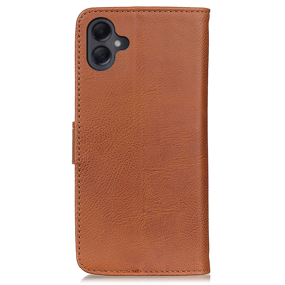 KHAZNEH For Samsung Galaxy A06 Wallet Case Cowhide Texture Leather Flip Phone Cover - Brown
