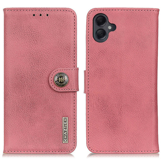 KHAZNEH For Samsung Galaxy A06 Wallet Case Cowhide Texture Leather Flip Phone Cover - Pink