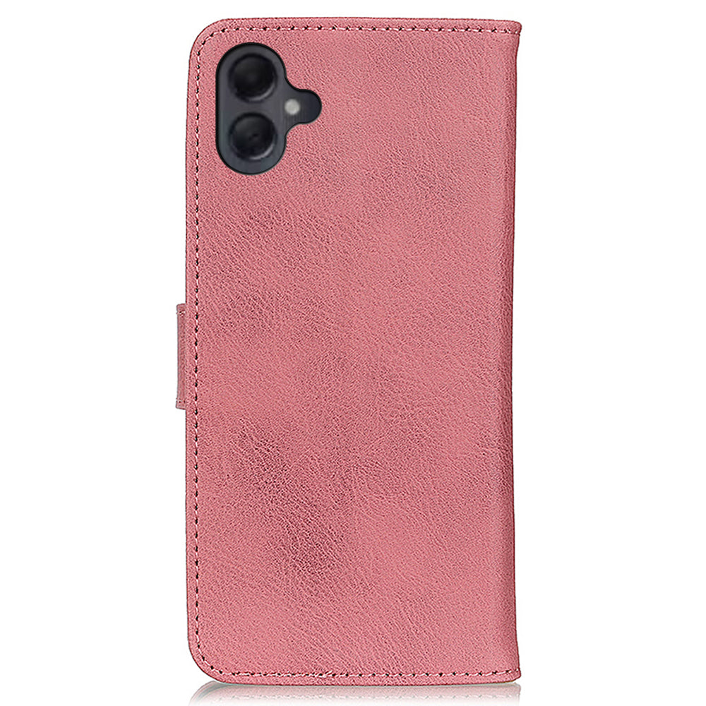 KHAZNEH For Samsung Galaxy A06 Wallet Case Cowhide Texture Leather Flip Phone Cover - Pink
