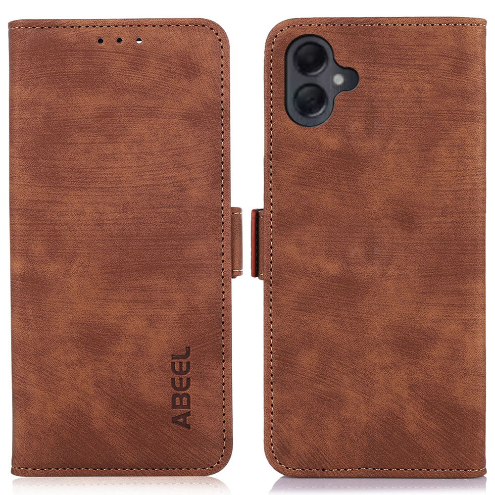ABEEL For Samsung Galaxy A06 Case Retro Leather Phone Cover Wallet Stand View - Brown