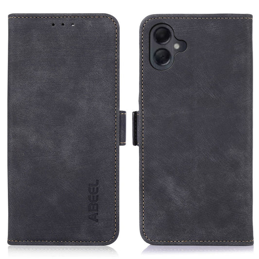 ABEEL For Samsung Galaxy A06 Case Retro Leather Phone Cover Wallet Stand View - Black
