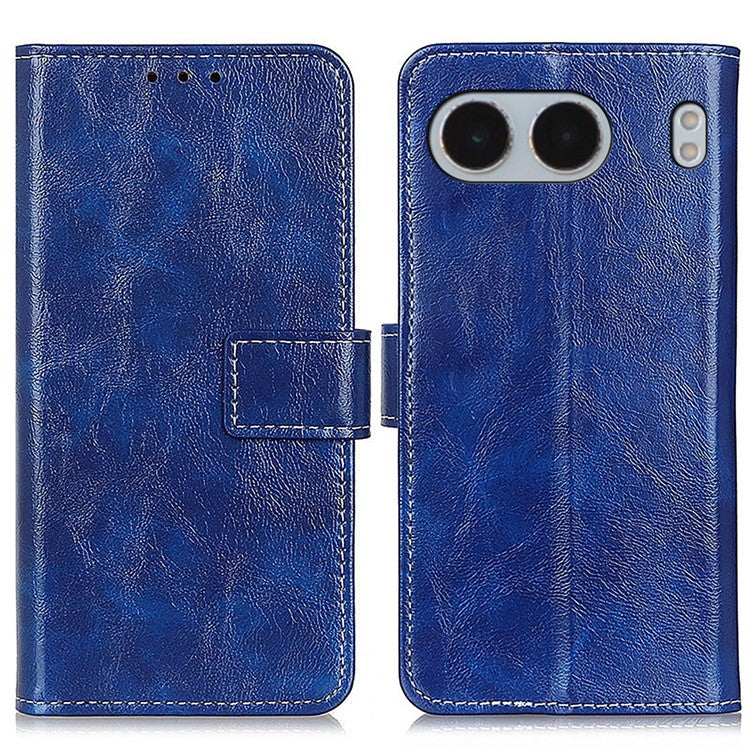 For OnePlus Nord 4 Case Crazy Horse Texture Leather Phone Wallet Cover - Blue