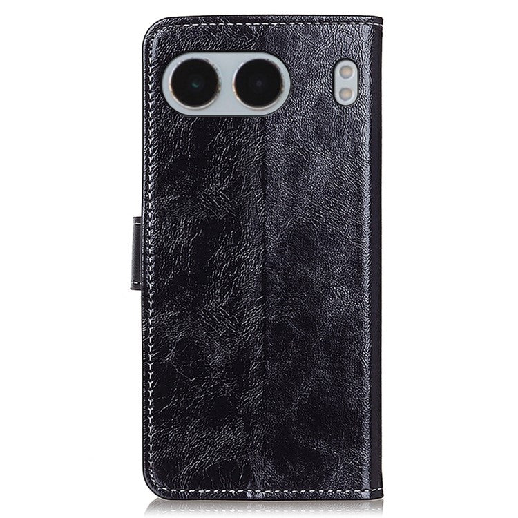 For OnePlus Nord 4 Case Crazy Horse Texture Leather Phone Wallet Cover - Black