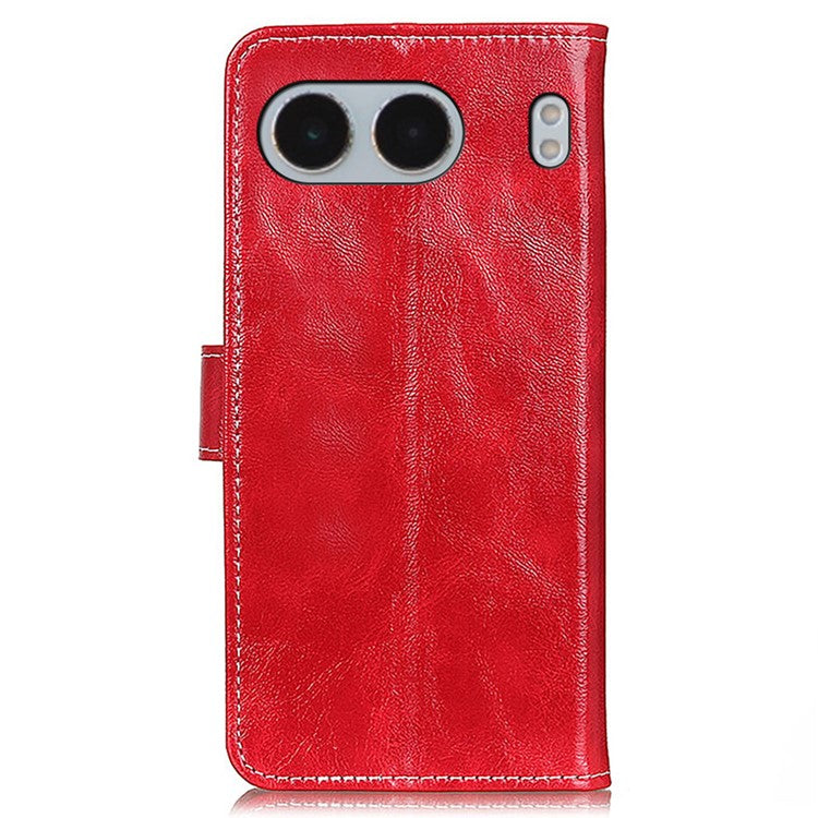 For OnePlus Nord 4 Case Crazy Horse Texture Leather Phone Wallet Cover - Red