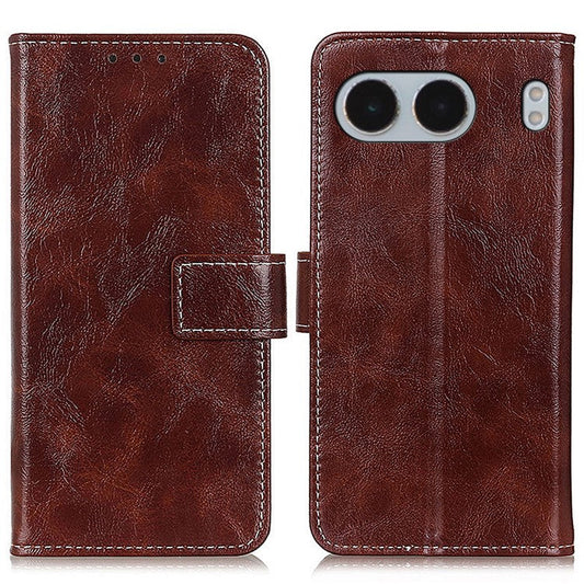For OnePlus Nord 4 Case Crazy Horse Texture Leather Phone Wallet Cover - Brown
