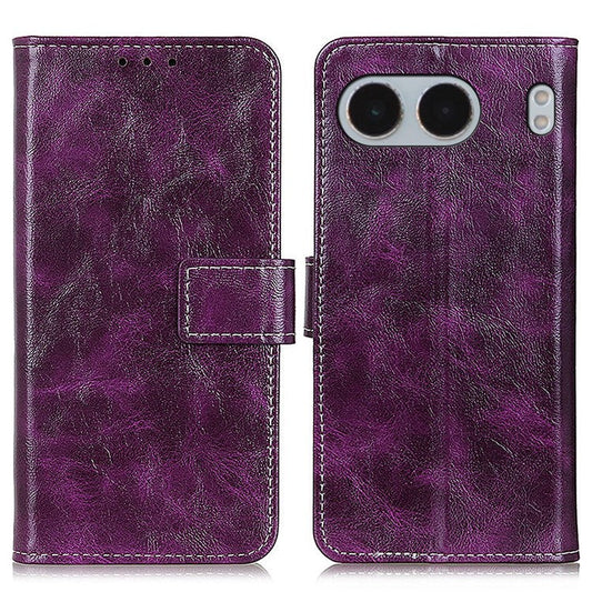For OnePlus Nord 4 Case Crazy Horse Texture Leather Phone Wallet Cover - Purple
