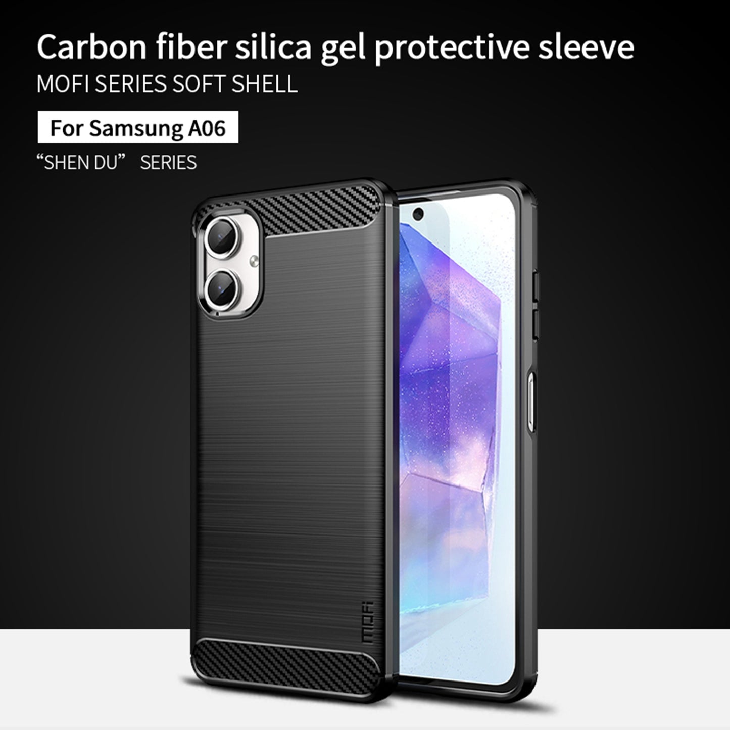 MOFI JK TPU Series-1 For Samsung Galaxy A06 Case Carbon Fiber Texture TPU Soft Phone Cover - Blue