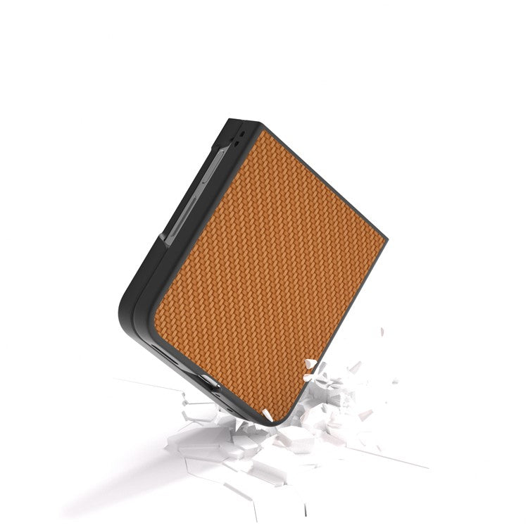For Huawei nova Flip 5G Case Carbon Fiber Texture PU+PC Phone Cover - Light Brown