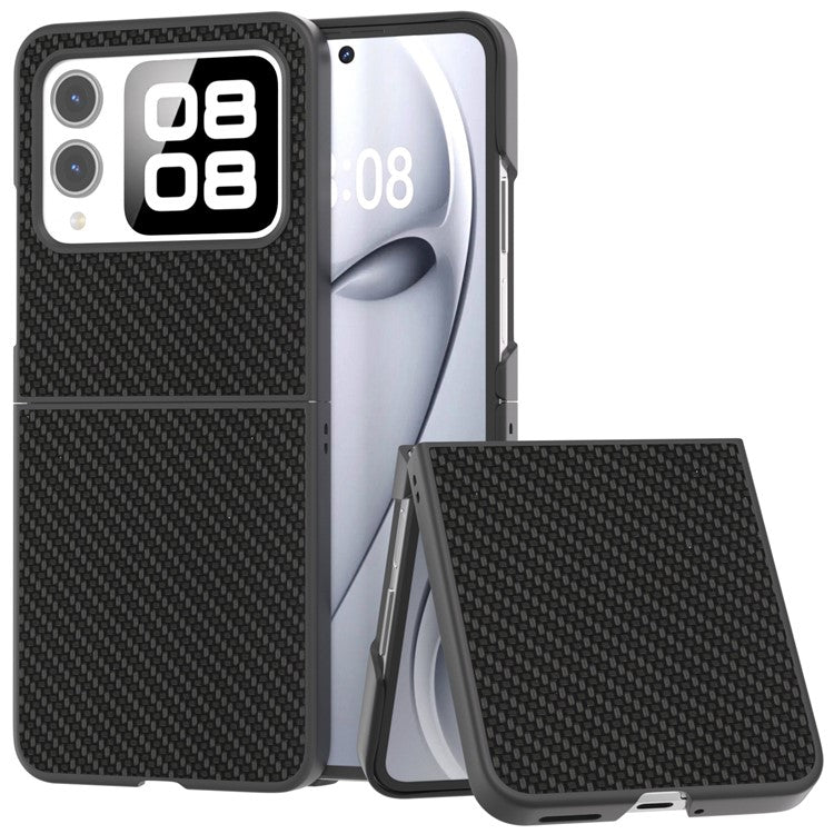 For Huawei nova Flip 5G Case Carbon Fiber Texture PU+PC Phone Cover - Black