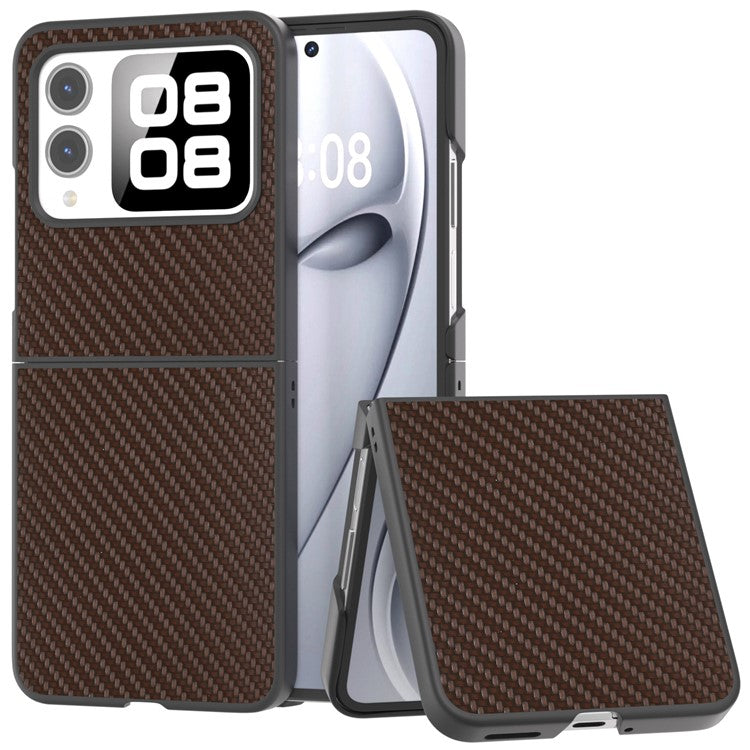 For Huawei nova Flip 5G Case Carbon Fiber Texture PU+PC Phone Cover - Brown