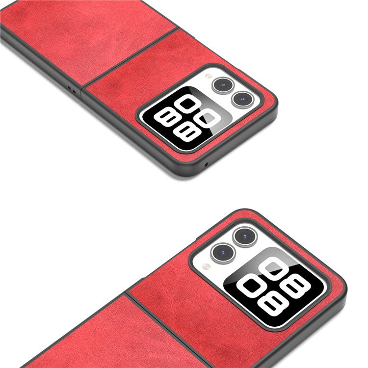 For Huawei nova Flip 5G Case Cowhide Texture Hard PC+PU Protective Phone Cover - Red