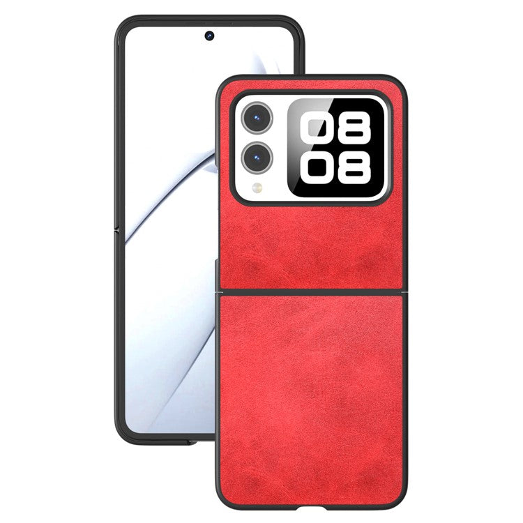 For Huawei nova Flip 5G Case Cowhide Texture Hard PC+PU Protective Phone Cover - Red
