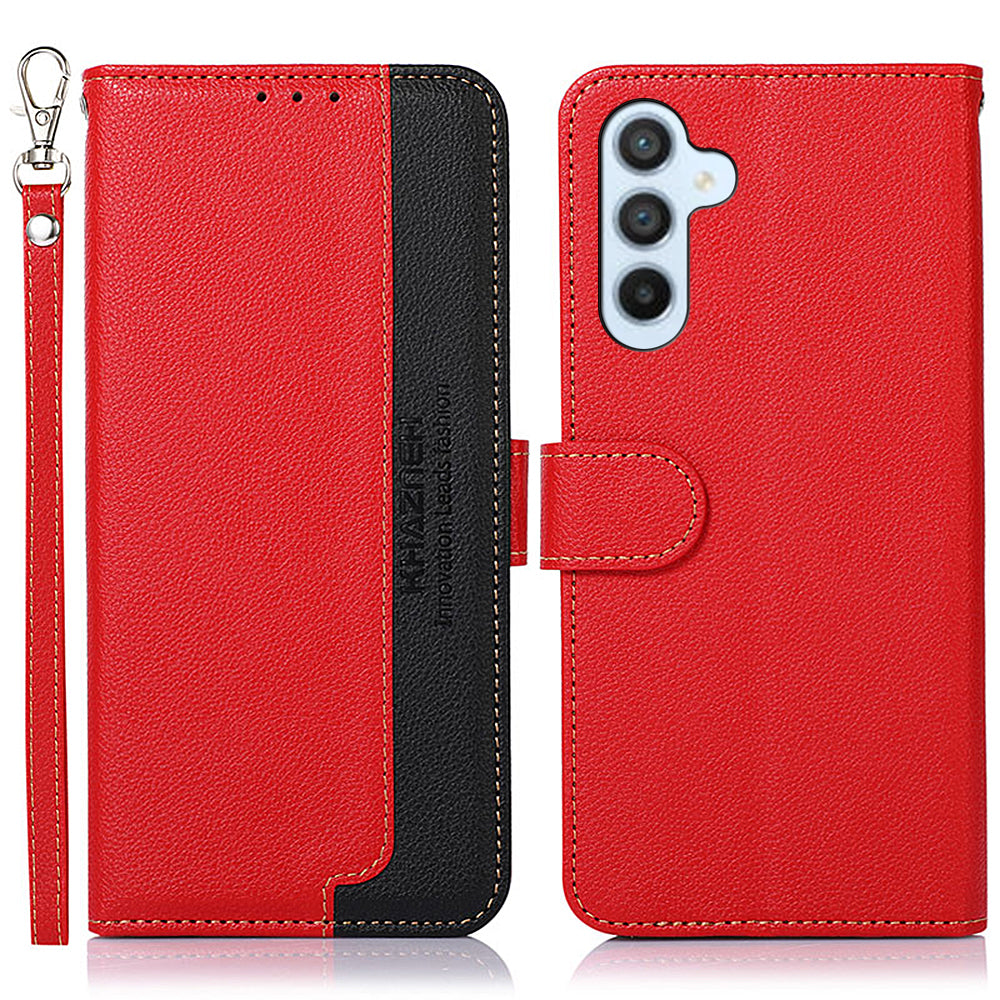 KHAZNEH For Samsung Galaxy A16 5G / A16 4G Case RFID Blocking Wallet PU Leather Phone Cover - Red