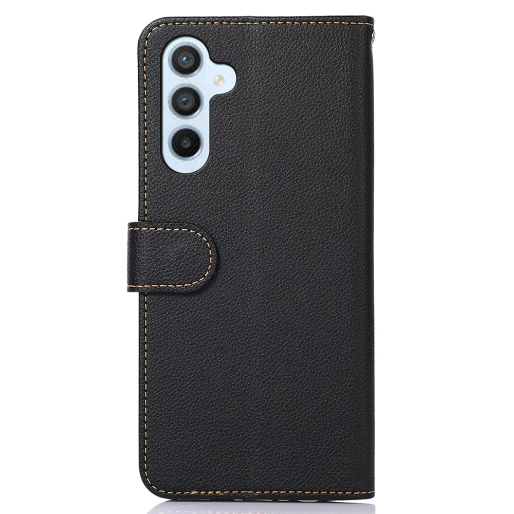 KHAZNEH For Samsung Galaxy A16 5G / A16 4G Case RFID Blocking Wallet PU Leather Phone Cover - Black