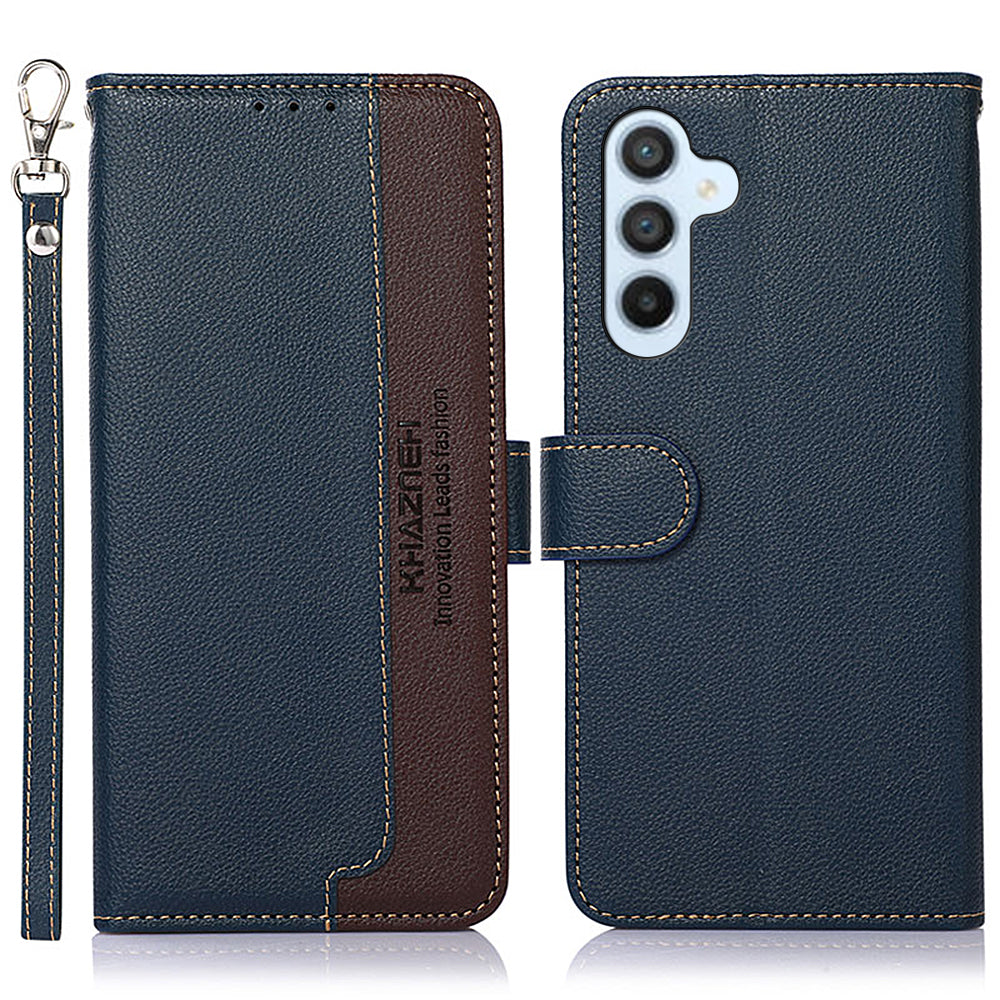 KHAZNEH For Samsung Galaxy A16 5G / A16 4G Case RFID Blocking Wallet PU Leather Phone Cover - Blue