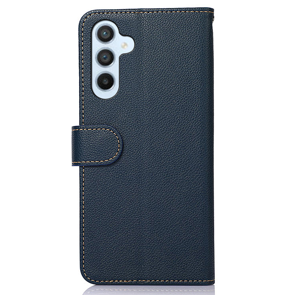 KHAZNEH For Samsung Galaxy A16 5G / A16 4G Case RFID Blocking Wallet PU Leather Phone Cover - Blue