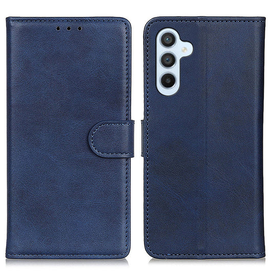 For Samsung Galaxy A16 5G / A16 4G Stand Wallet Case Cowhide Texture Leather Phone Cover - Blue