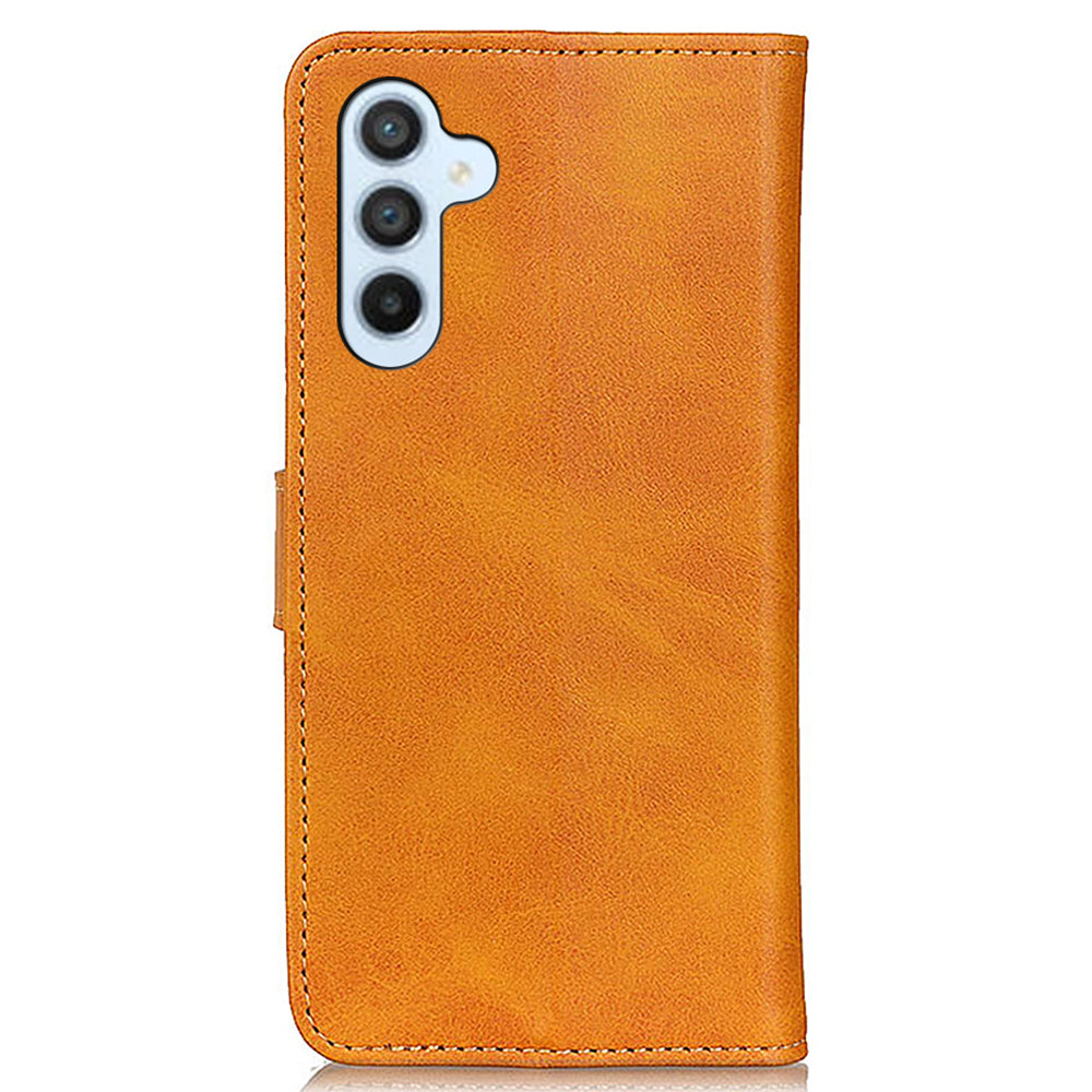 For Samsung Galaxy A16 5G / A16 4G Stand Wallet Case Cowhide Texture Leather Phone Cover - Brown