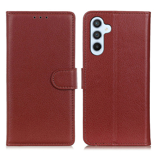 For Samsung Galaxy A16 5G / A16 4G Wallet Case PU Leather Phone Cover Litchi Texture - Brown