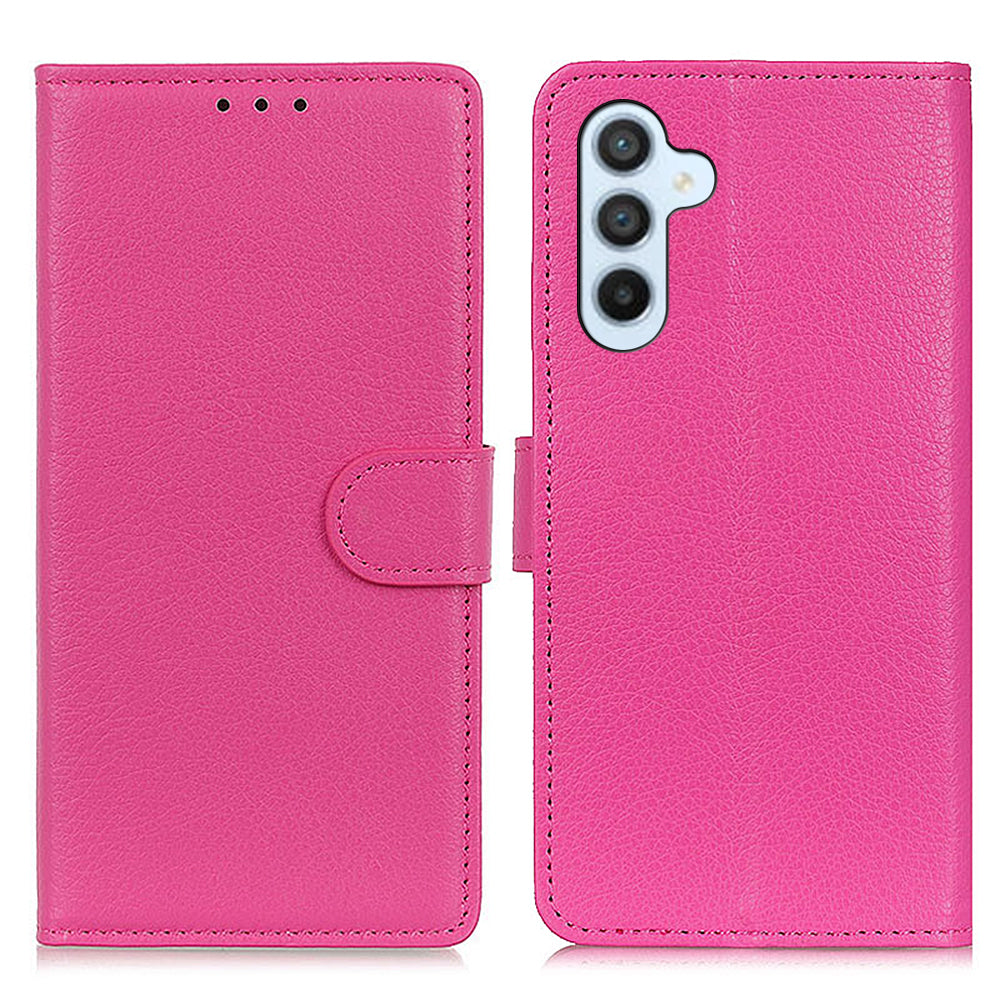 For Samsung Galaxy A16 5G / A16 4G Wallet Case PU Leather Phone Cover Litchi Texture - Rose