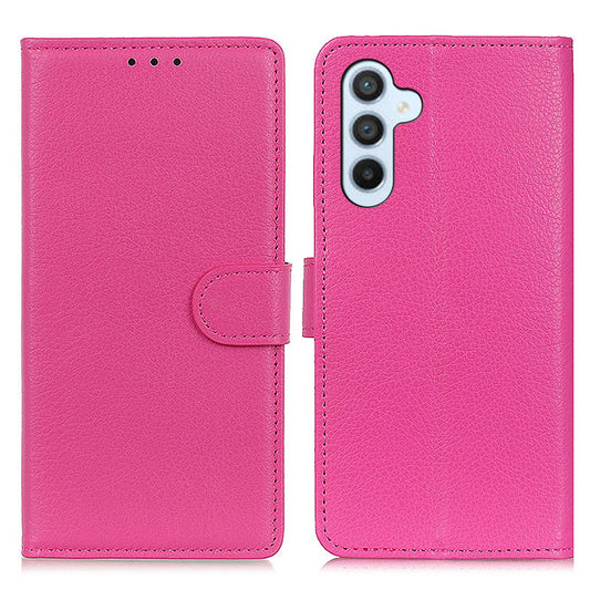 For Samsung Galaxy A16 5G / A16 4G Wallet Case PU Leather Phone Cover Litchi Texture - Rose