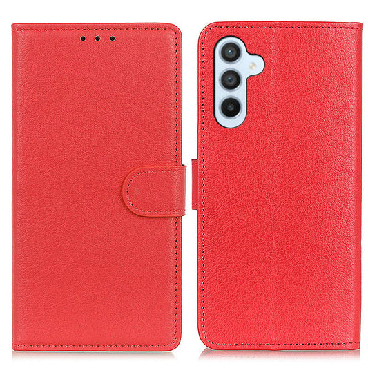 For Samsung Galaxy A16 5G / A16 4G Wallet Case PU Leather Phone Cover Litchi Texture - Red