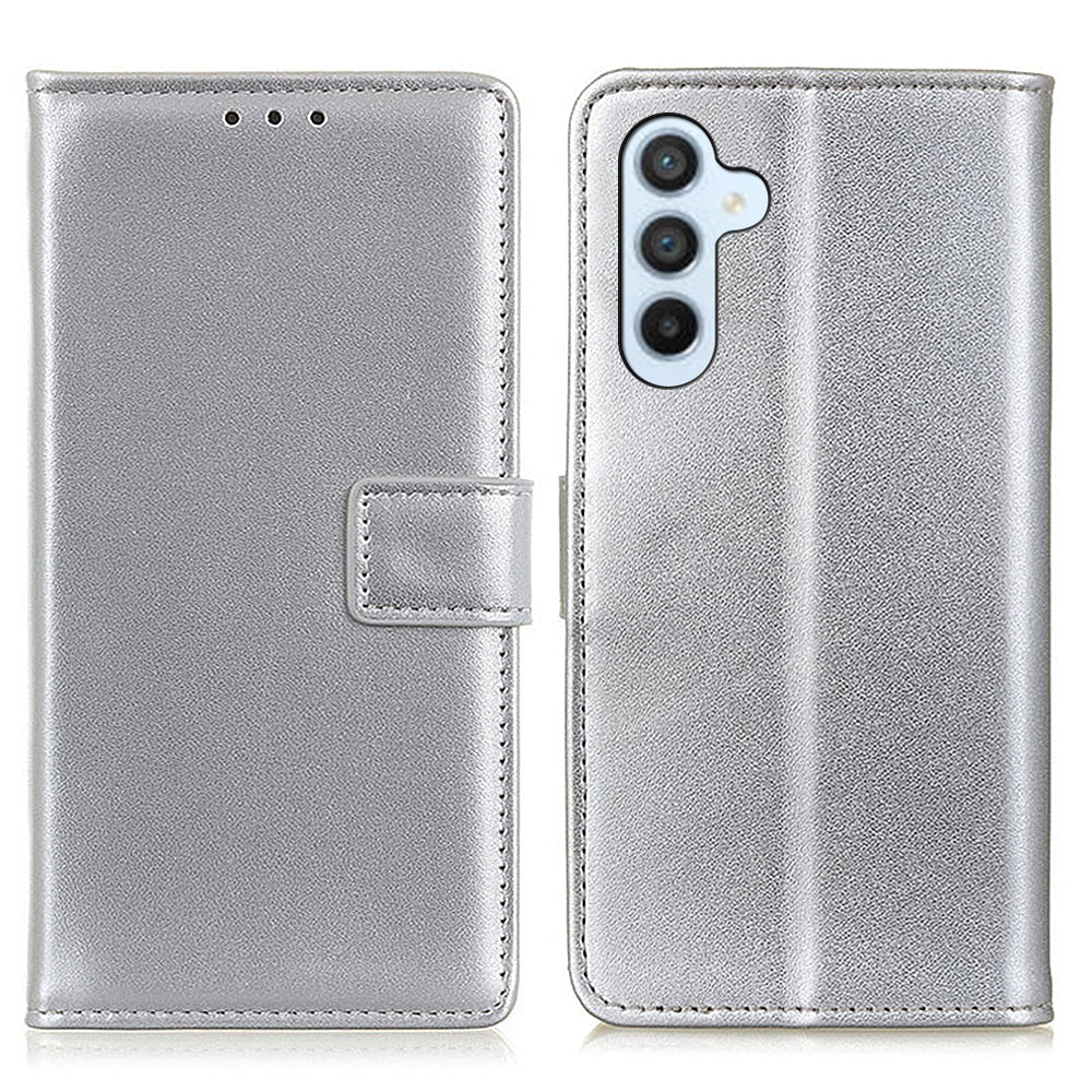 For Samsung Galaxy A16 5G / A16 4G Case Card Slots PU Leather Flip Stand Phone Cover - Silver