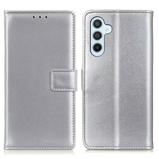 For Samsung Galaxy A16 5G / A16 4G Case Card Slots PU Leather Flip Stand Phone Cover - Silver