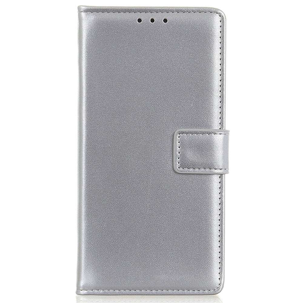 For Samsung Galaxy A16 5G / A16 4G Case Card Slots PU Leather Flip Stand Phone Cover - Silver