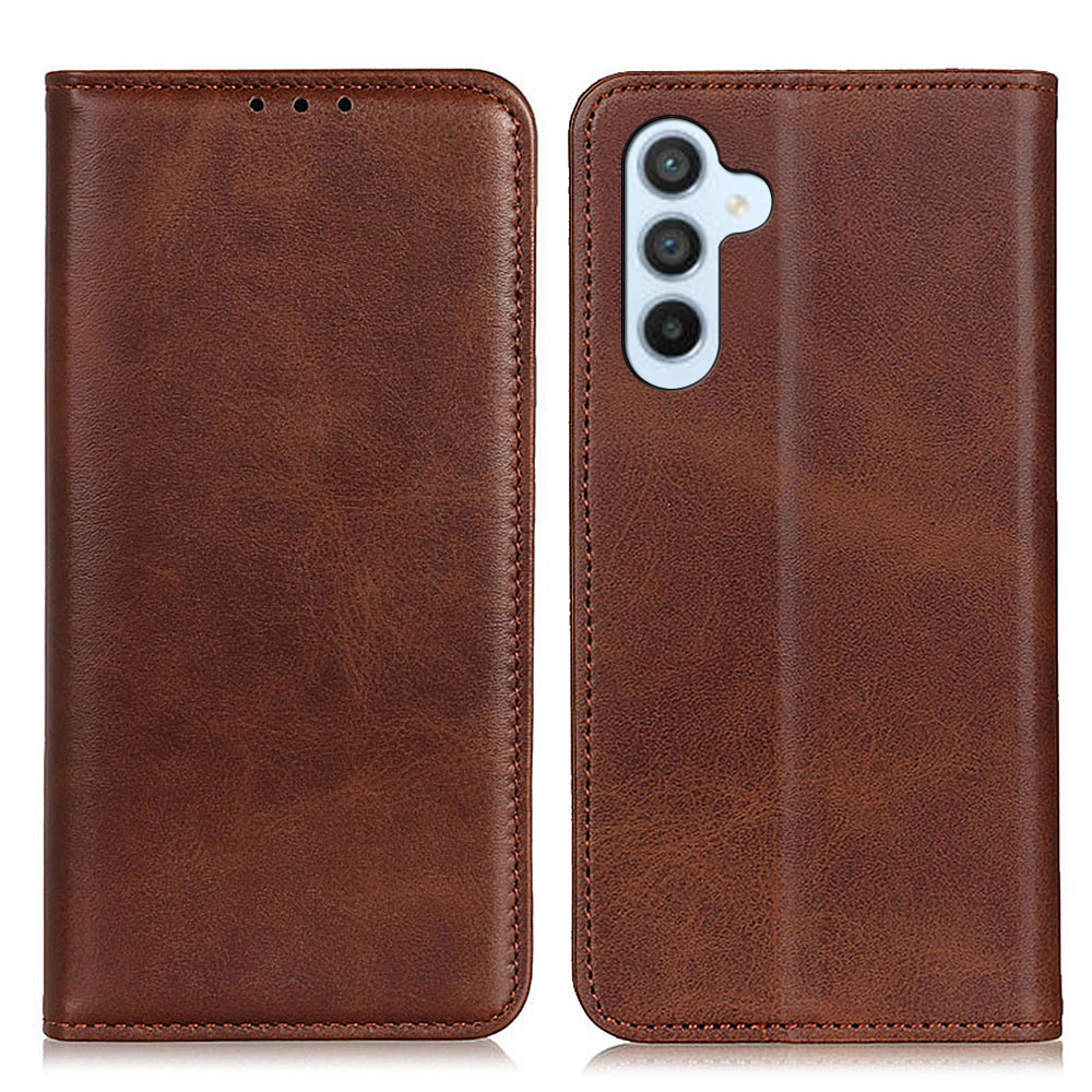 For Samsung Galaxy A16 5G / A16 4G Case Split Leather Flip Wallet Phone Cover - Coffee