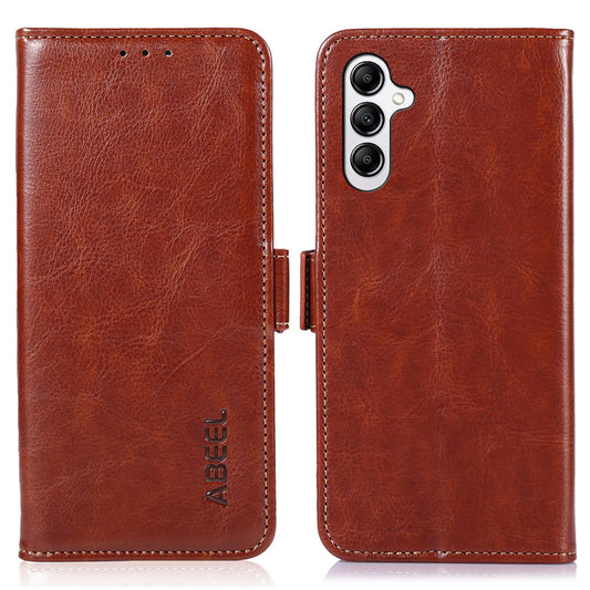 ABEEL For Samsung Galaxy A16 5G / A16 4G Case PU Leather Crazy Horse Texture Wallet Phone Cover - Brown