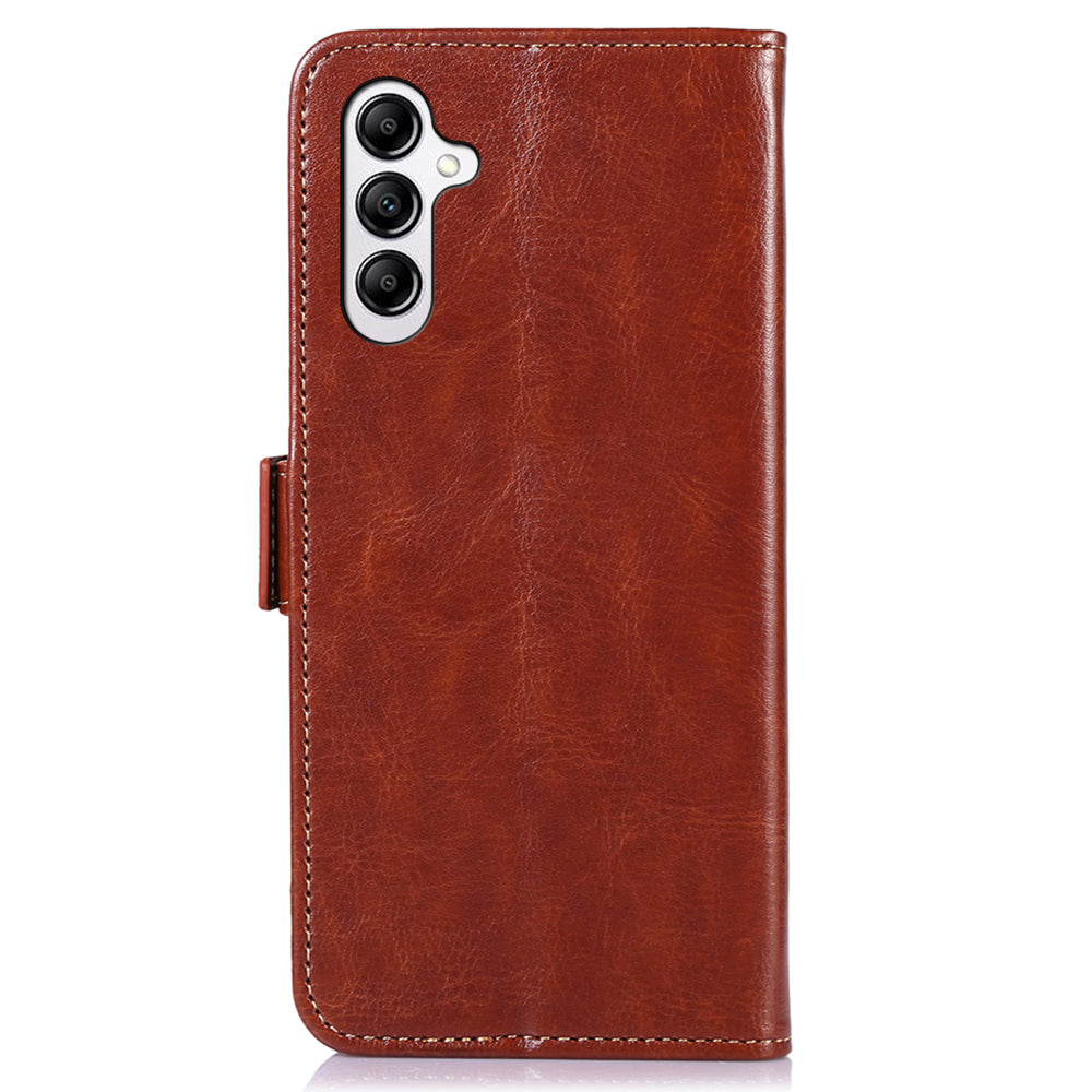 ABEEL For Samsung Galaxy A16 5G / A16 4G Case PU Leather Crazy Horse Texture Wallet Phone Cover - Brown