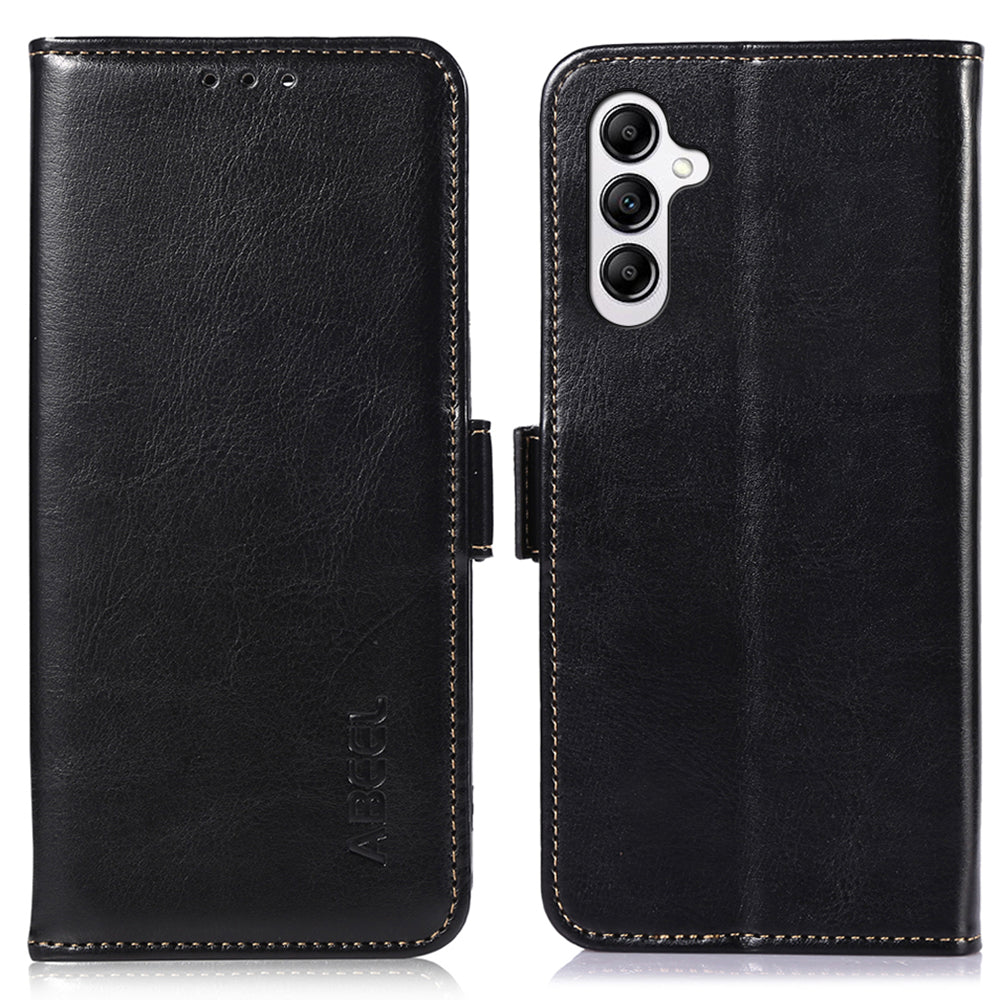 ABEEL For Samsung Galaxy A16 5G / A16 4G Case PU Leather Crazy Horse Texture Wallet Phone Cover - Black