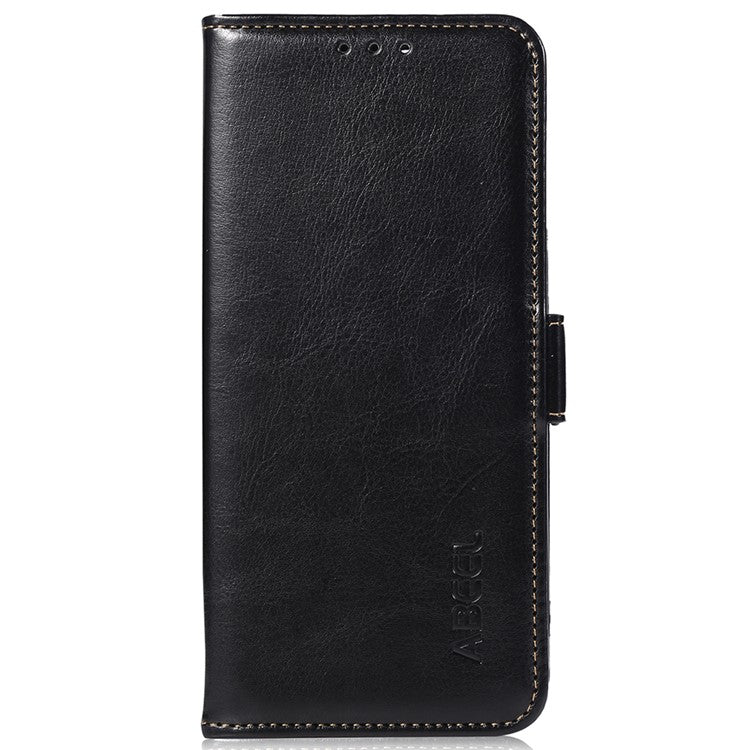 ABEEL For Samsung Galaxy A16 5G Case PU Leather Crazy Horse Texture Wallet Phone Cover - Black