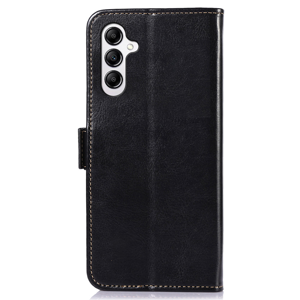 ABEEL For Samsung Galaxy A16 5G / A16 4G Case PU Leather Crazy Horse Texture Wallet Phone Cover - Black