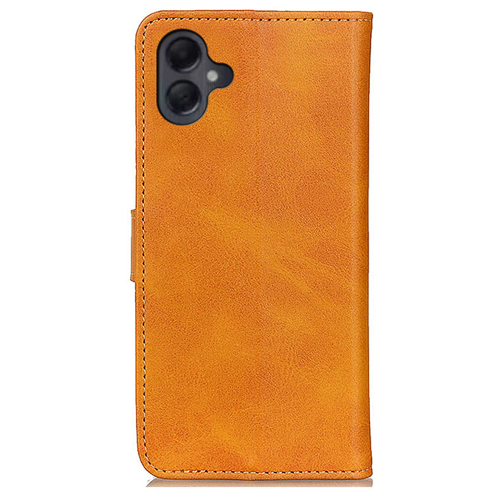 For Samsung Galaxy A06 Stand Wallet Case Cowhide Texture Leather Phone Cover - Brown