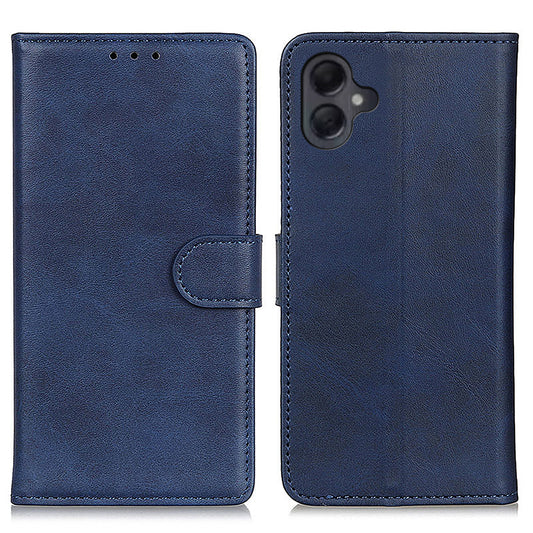 For Samsung Galaxy A06 Stand Wallet Case Cowhide Texture Leather Phone Cover - Blue