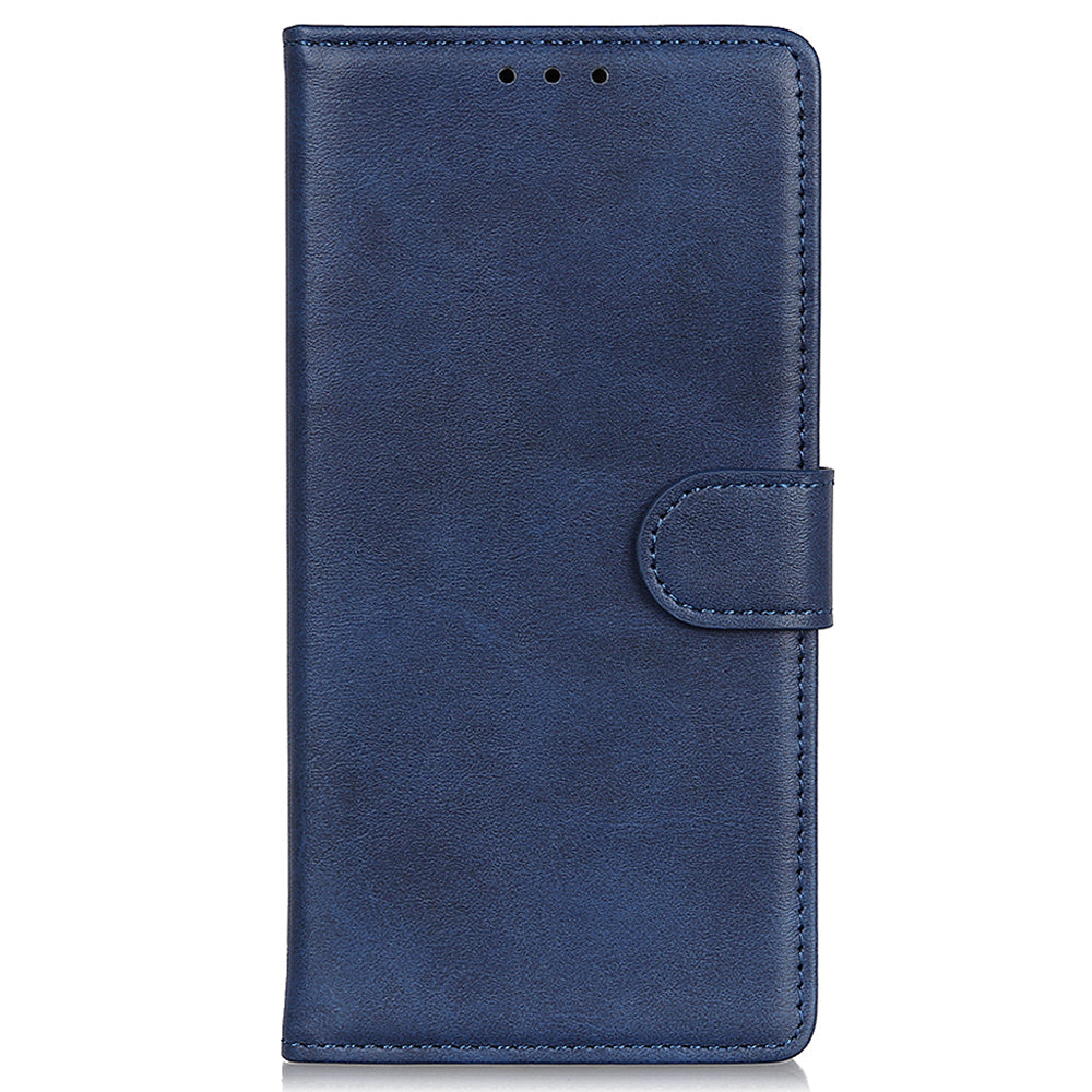 For Samsung Galaxy A06 Stand Wallet Case Cowhide Texture Leather Phone Cover - Blue