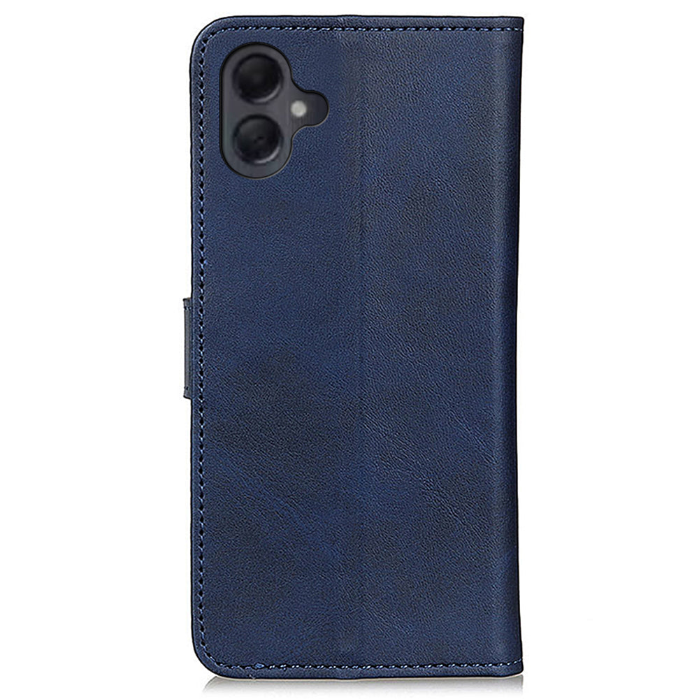 For Samsung Galaxy A06 Stand Wallet Case Cowhide Texture Leather Phone Cover - Blue