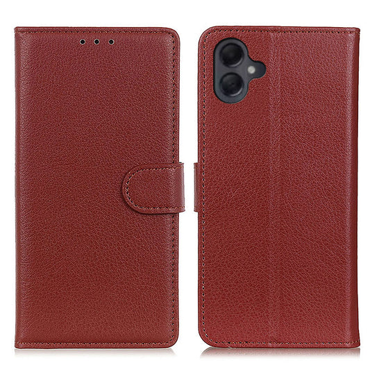 For Samsung Galaxy A06 Wallet Case PU Leather Phone Cover Litchi Texture - Brown
