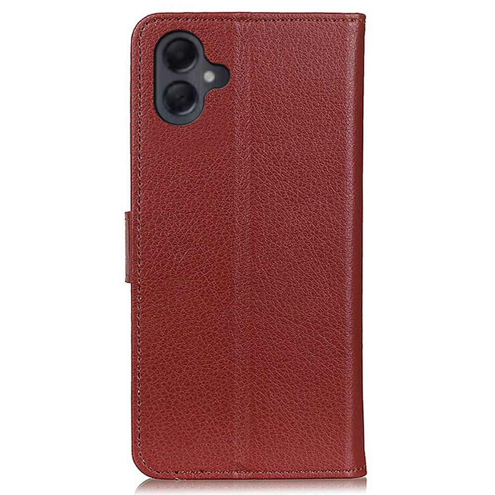 For Samsung Galaxy A06 Wallet Case PU Leather Phone Cover Litchi Texture - Brown