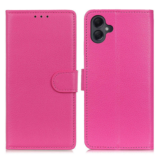 For Samsung Galaxy A06 Wallet Case PU Leather Phone Cover Litchi Texture - Rose