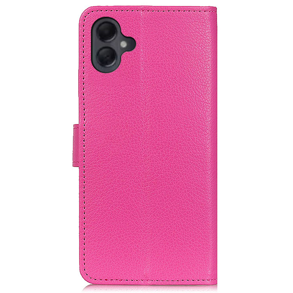 For Samsung Galaxy A06 Wallet Case PU Leather Phone Cover Litchi Texture - Rose