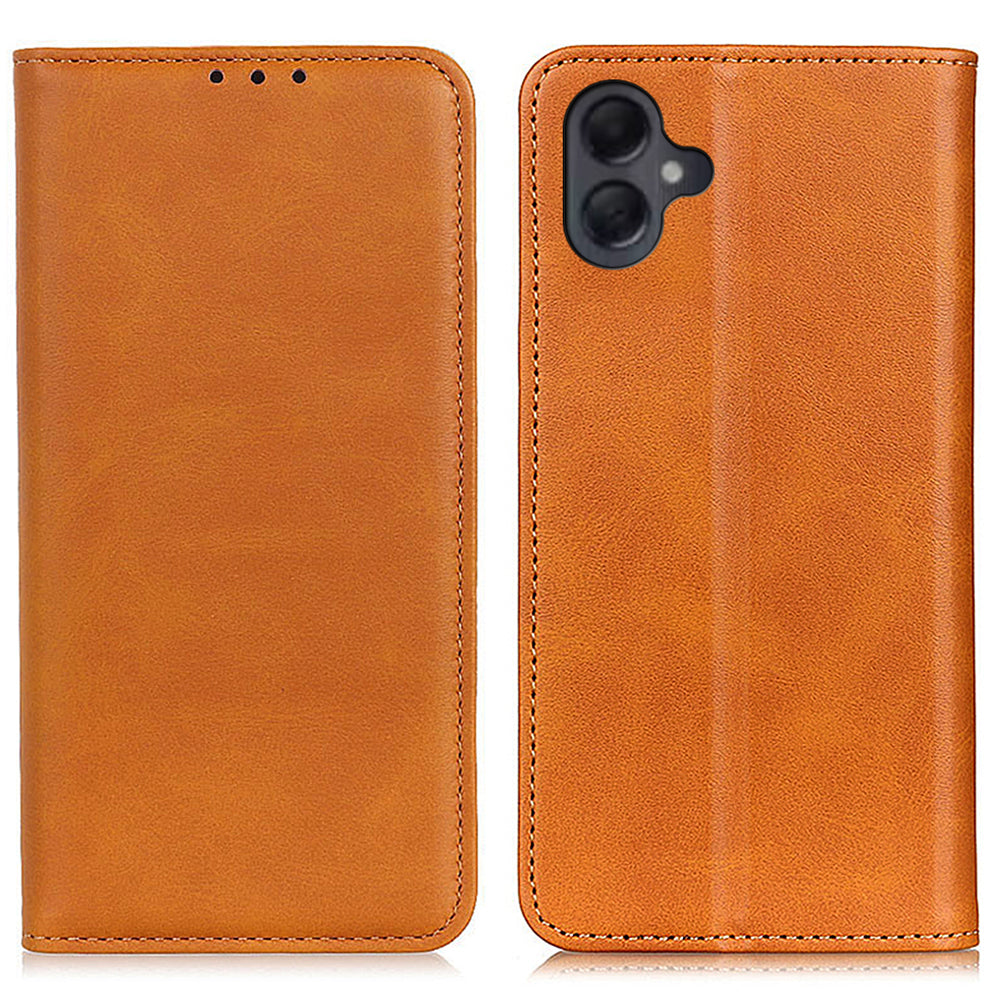 For Samsung Galaxy A06 Case Split Leather Flip Wallet Phone Cover - Brown