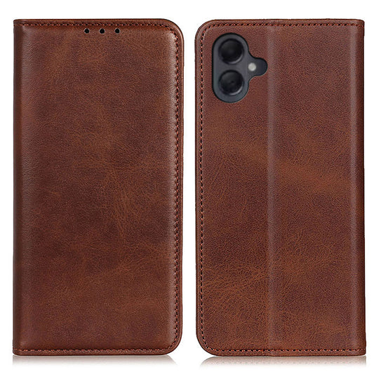 For Samsung Galaxy A06 Case Split Leather Flip Wallet Phone Cover - Coffee