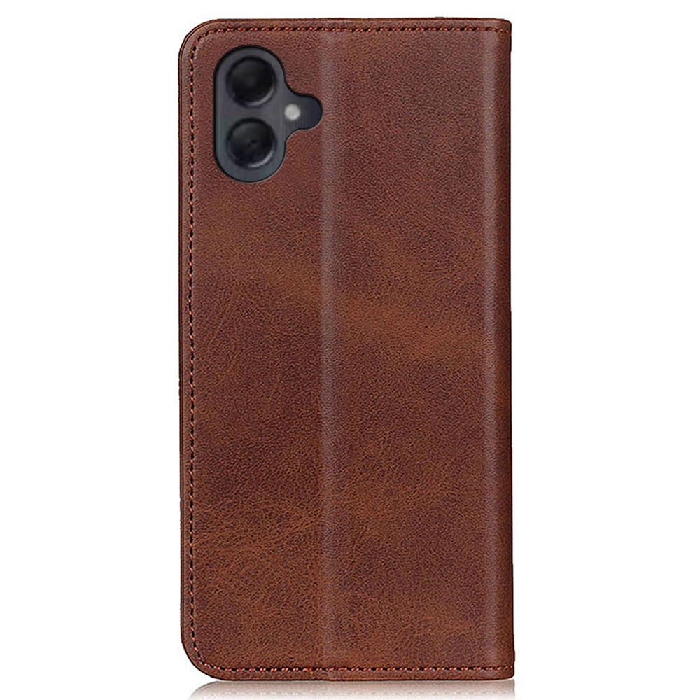 For Samsung Galaxy A06 Case Split Leather Flip Wallet Phone Cover - Coffee