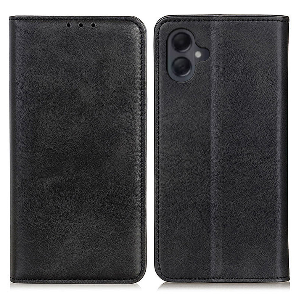 For Samsung Galaxy A06 Case Split Leather Flip Wallet Phone Cover - Black