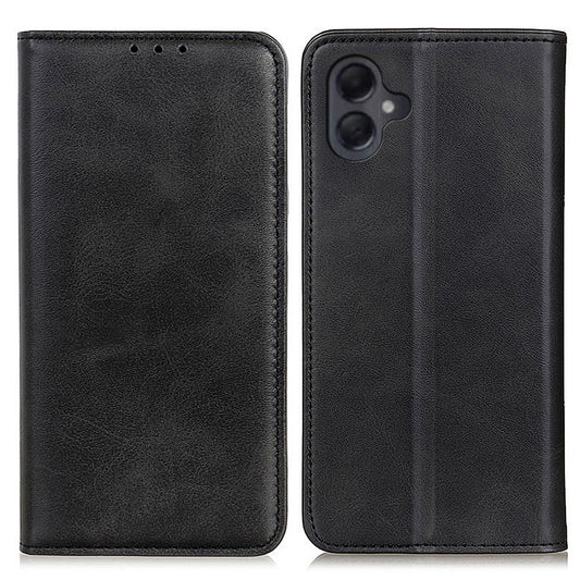 For Samsung Galaxy A06 Case Split Leather Flip Wallet Phone Cover - Black