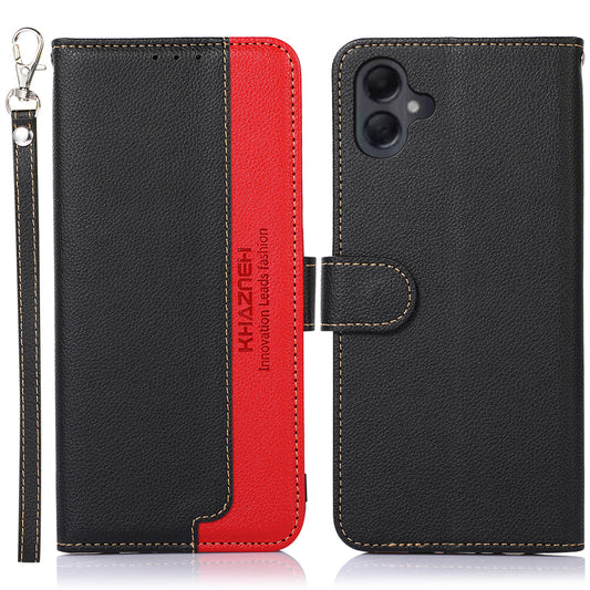 KHAZNEH For Samsung Galaxy A06 Case RFID Blocking Wallet PU Leather Phone Cover - Black