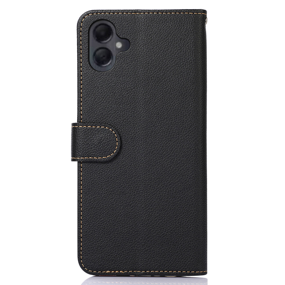 KHAZNEH For Samsung Galaxy A06 Case RFID Blocking Wallet PU Leather Phone Cover - Black
